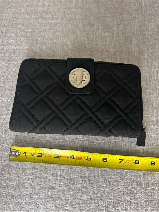 Vera Bradley Handbags - Vera Bradley Black Quilted Zip-Around Wallet with Turn-Lock Closure